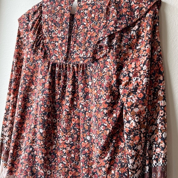 Marie Oliver Brown Cream Baker Blouse in Floral Scarf Sz XS - Picture 9 of 13